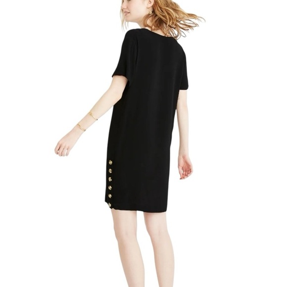 Madewell Black Side-Button Easy Shift Dress - Picture 3 of 8